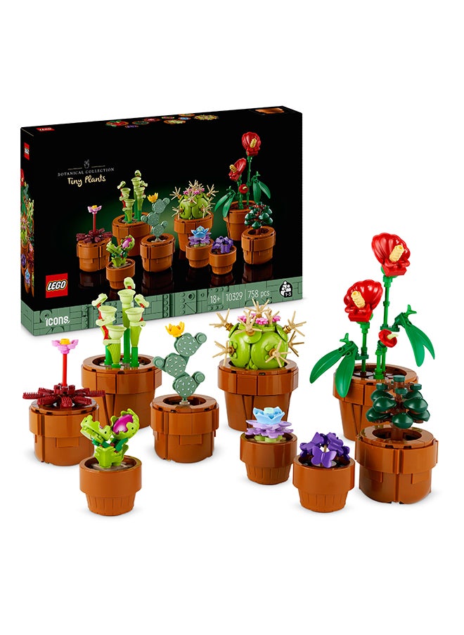 LEGO - Botanicals Tiny Plants - 9 Potted Artificial Flowers Set for Indoors incl. Faux Cactuses & Red Anthurium - House Warming Gifts & Home Decor - 10329 (758 pieces) - Image 1