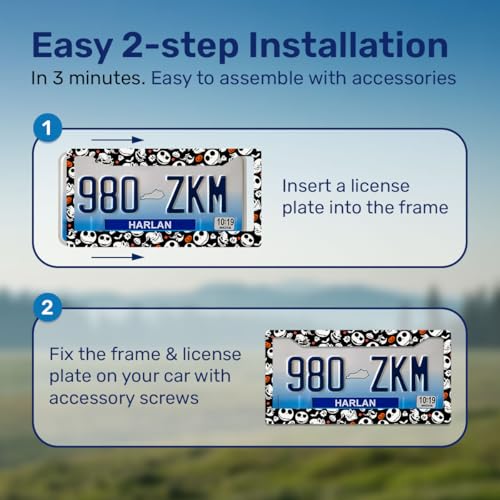 GENANY Nightmare Skeleton License Plate Frame License Plate Frames, Horror Car License Plate Cover Fits Standard US Vehicles, Horror Car Accessories, Personalised Car Decorations for Women Men - Image 5