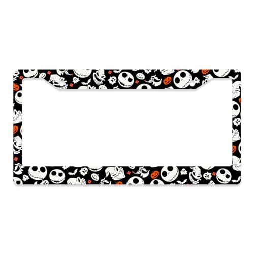 GENANY Nightmare Skeleton License Plate Frame License Plate Frames, Horror Car License Plate Cover Fits Standard US Vehicles, Horror Car Accessories, Personalised Car Decorations for Women Men - Image 1