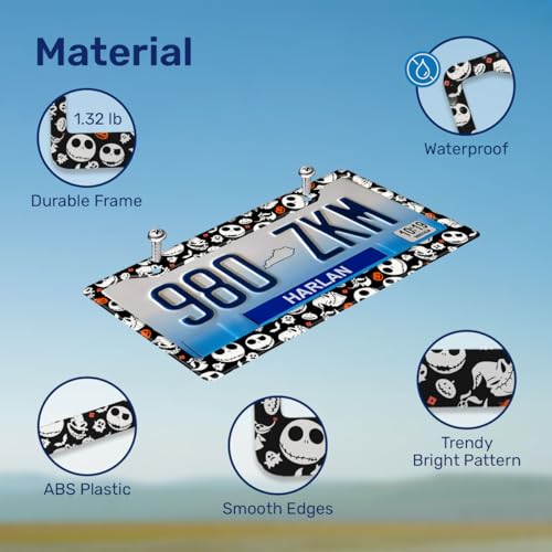 GENANY Nightmare Skeleton License Plate Frame License Plate Frames, Horror Car License Plate Cover Fits Standard US Vehicles, Horror Car Accessories, Personalised Car Decorations for Women Men - Image 4