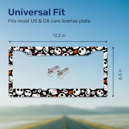 GENANY Nightmare Skeleton License Plate Frame License Plate Frames, Horror Car License Plate Cover Fits Standard US Vehicles, Horror Car Accessories, Personalised Car Decorations for Women Men - Image 3