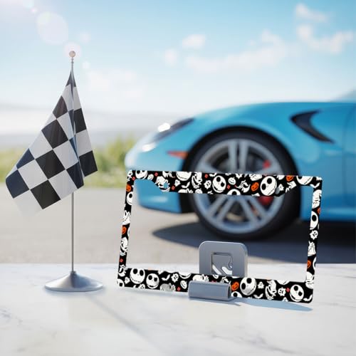 GENANY Nightmare Skeleton License Plate Frame License Plate Frames, Horror Car License Plate Cover Fits Standard US Vehicles, Horror Car Accessories, Personalised Car Decorations for Women Men - Image 2