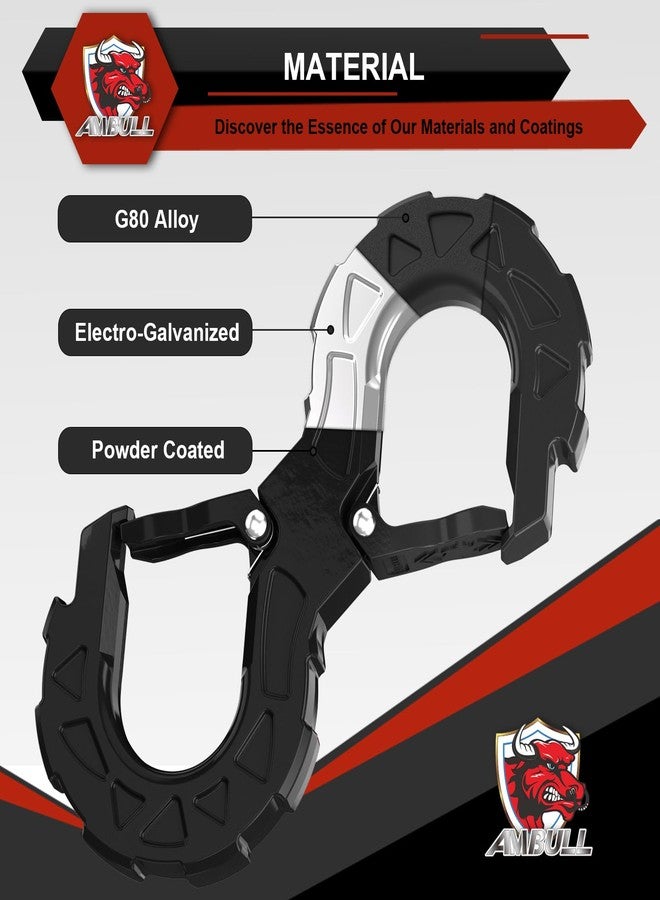 AMBULL 3/8 Tow Hook, Winch Hook for Off-Road Recovery, Towing Shackle 33000 Lbs, G80 Heavy Duty Strength Integrated Winch Quick Shackle, Black - Image 4