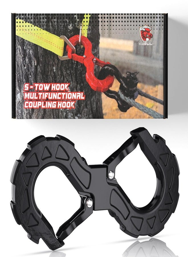 AMBULL 3/8 Tow Hook, Winch Hook for Off-Road Recovery, Towing Shackle 33000 Lbs, G80 Heavy Duty Strength Integrated Winch Quick Shackle, Black - Image 1