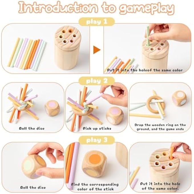ألعاب مونتيسوري للأطفال من 1-2-3 سنوات، ألعاب مطابقة الألوان للأطفال، ألعاب حركية دقيقة للأطفال من 1-3 سنوات، هدايا مطابقة الألوان الخشبية الحسية للأطفال الأولاد والبنات - Image 4