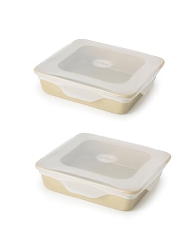 WP Reusable Silicone Stretch Lid Brownie 8 x 8 Set of 2 Dishwasher Safe Freezer Safe LFGBPremium Silicone Microwave Safe Clear - Image 1