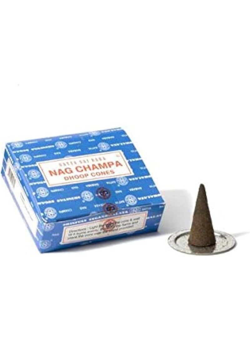 Satya NAG CHAMPA INCENSE DHOOP CONES Premium NATURAL INCENSE Cones for MEDITATION YOGA PRAYER RELAXATION HOME FRAGRANCE Long Lasting AROMATIC SCENT Air Purification Spiritual Wellness