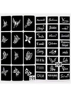 XMASIR Xmasir 20 Sheet (446 Pieces) Airbrush Tattoo Stencils Album Art Book,Small Glitter Henna Tattoo Kit Semi permanent Tattoo for Body Painting  - Image 4