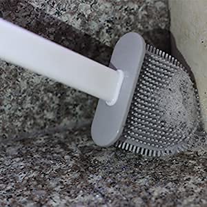 Lexazo Silicon Toilet Brush with Slim Holder Flex Toilet Brush Antidrip Set Toilet Bowl Cleaner Brush NoSlip Long Handle Soft Silicone Bristle Clean Toilet Corner Easily - Image 4