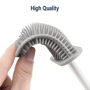 Lexazo Silicon Toilet Brush with Slim Holder Flex Toilet Brush Antidrip Set Toilet Bowl Cleaner Brush NoSlip Long Handle Soft Silicone Bristle Clean Toilet Corner Easily - Image 5