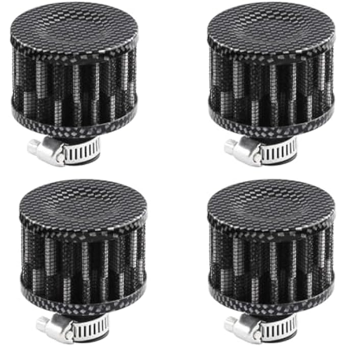 LPFIDI 4PCS 12mm Mini Oil Breather Air Filter Universal for Cars and Motorcycles Auto Cone Mini oil Air Intake Filter Cold Air Intake Filter Breather Turbo Vent Air Intake Filter Cleaner Black - Image 1