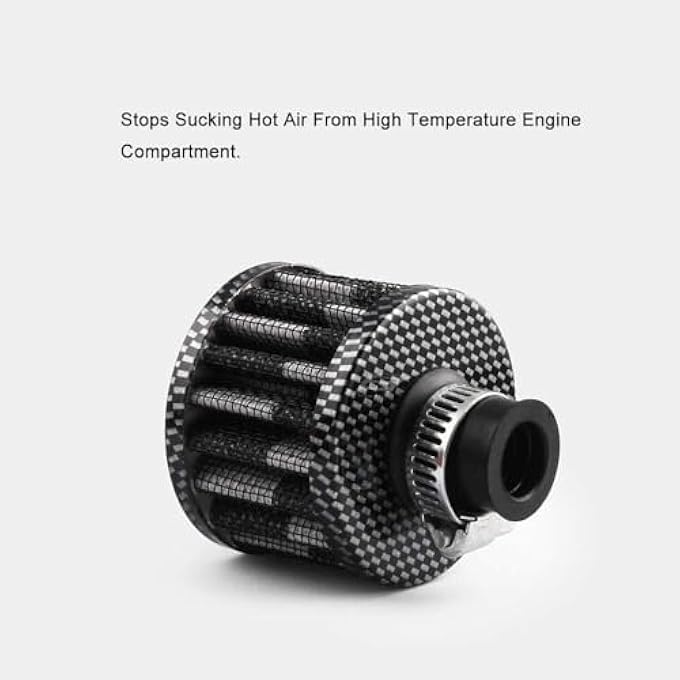 LPFIDI 4PCS 12mm Mini Oil Breather Air Filter Universal for Cars and Motorcycles Auto Cone Mini oil Air Intake Filter Cold Air Intake Filter Breather Turbo Vent Air Intake Filter Cleaner Black - Image 4