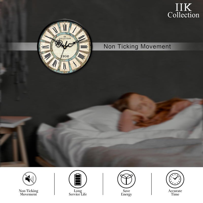IIK COLLECTION Plastic Designer Analogue Sweep Silent (No Tic-Tic Sound) Quartz Movement Round Wall Clock for Home, Wall Clock for Living Room, Bedroom, (12 X 12-inch, 30 cm x 30 cm x 6 cm), Green - Image 2