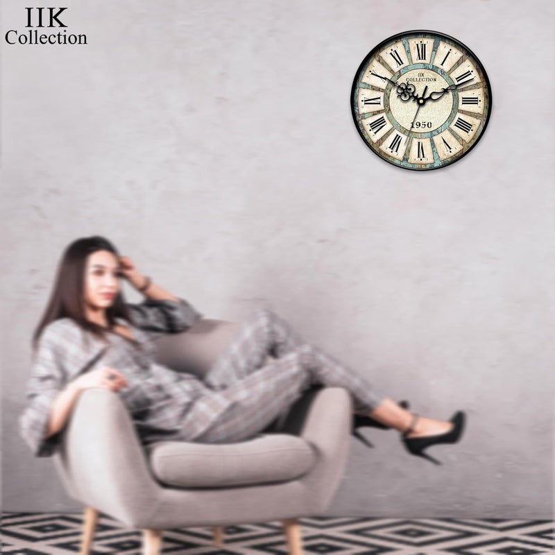 IIK COLLECTION Plastic Designer Analogue Sweep Silent (No Tic-Tic Sound) Quartz Movement Round Wall Clock for Home, Wall Clock for Living Room, Bedroom, (12 X 12-inch, 30 cm x 30 cm x 6 cm), Green - Image 4