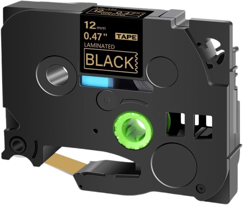 شريط تسمية متوافق 1Pc بأحجام 9mm، 12mm، 18mm، يحل محل TZ 211، 221، 231، 251 (لون ذهبي على أسود، 18mm) - Image 1