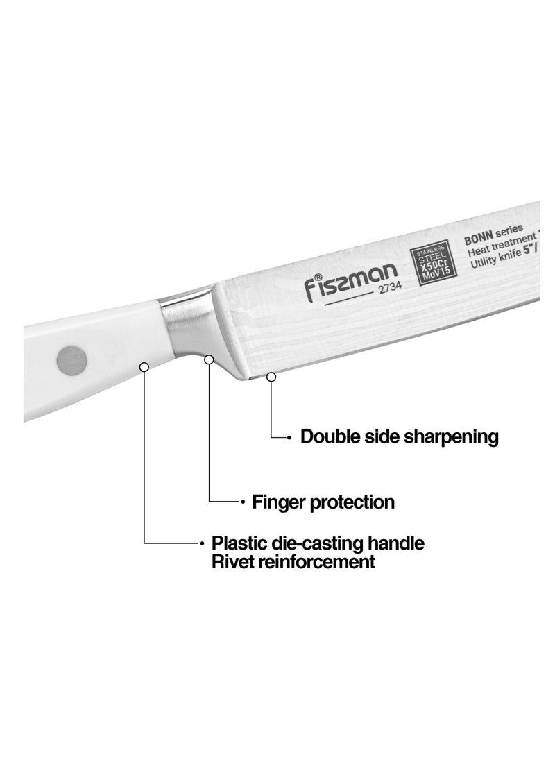 Fissman 5'' Utility Knife Bonn Series, with Sharp Blade and Sturdy Non Slip Handle, Minimalist Design, Stainless Steel, Suitable for Home Restaurant - Image 2