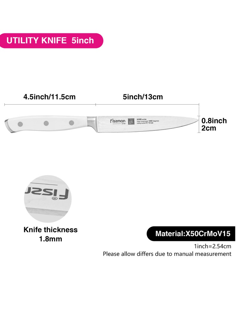 Fissman 5'' Utility Knife Bonn Series, with Sharp Blade and Sturdy Non Slip Handle, Minimalist Design, Stainless Steel, Suitable for Home Restaurant - Image 4