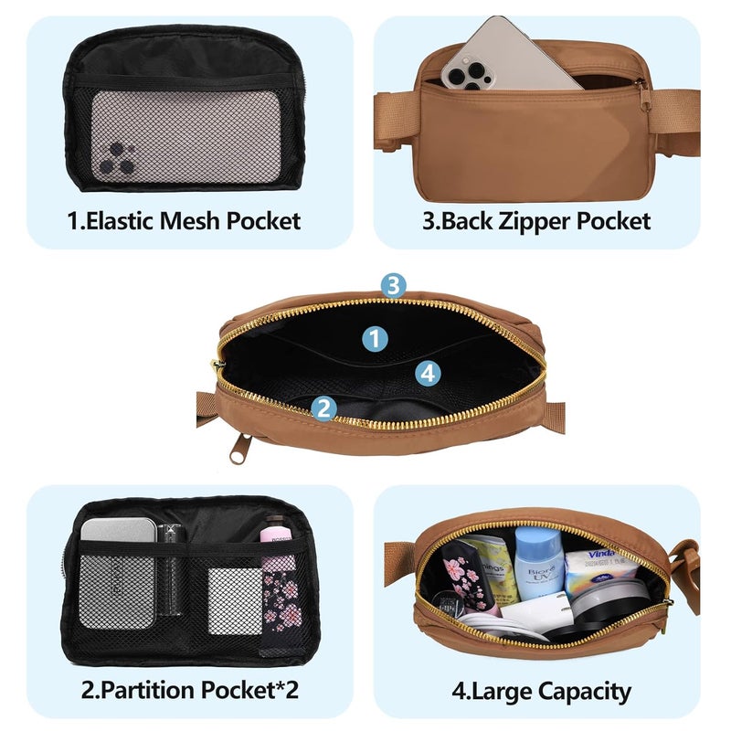 VOROLO Fanny Pack For Women And Men Crossbody Bag Belt Bag with Adjustable Strap, Brown, One Size, 1 Pack Fanny Pack - Image 3