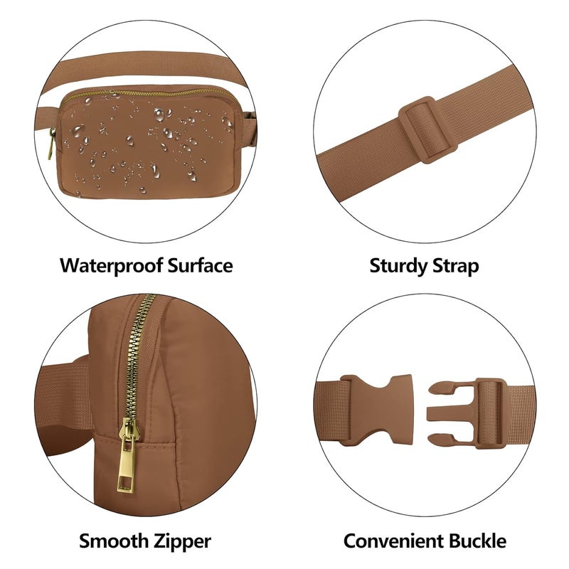 VOROLO Fanny Pack For Women And Men Crossbody Bag Belt Bag with Adjustable Strap, Brown, One Size, 1 Pack Fanny Pack - Image 4