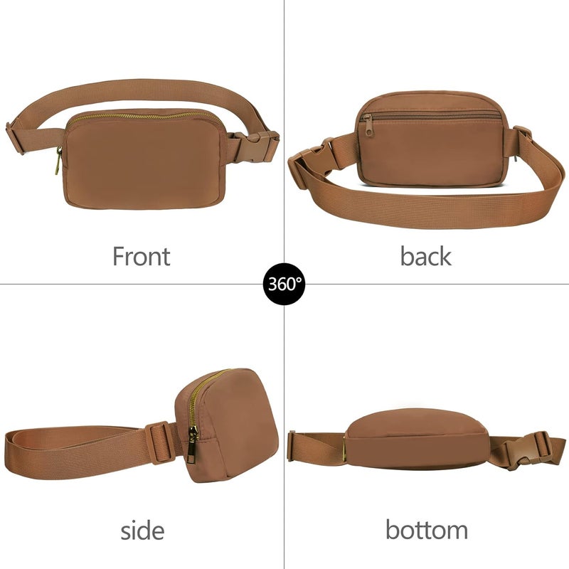 VOROLO Fanny Pack For Women And Men Crossbody Bag Belt Bag with Adjustable Strap, Brown, One Size, 1 Pack Fanny Pack - Image 2