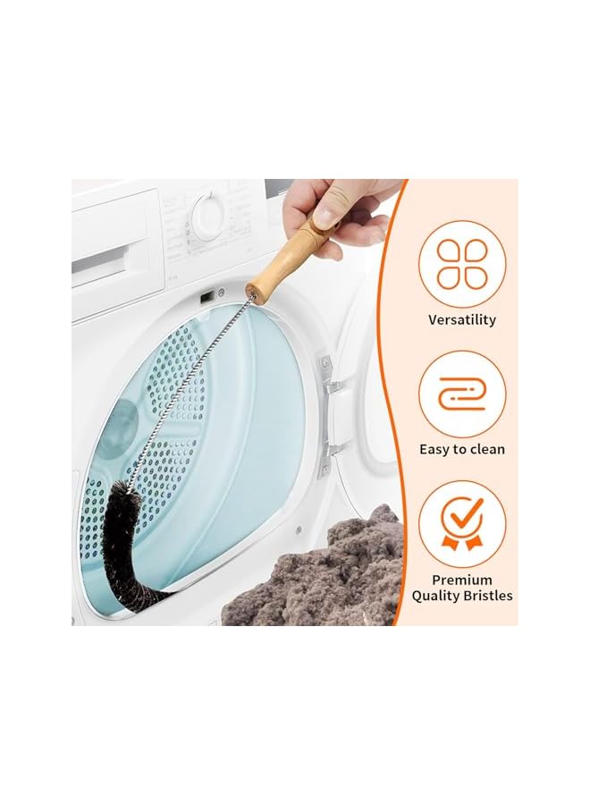 erorex Upgrade 2 Pack Radiator Cleaner Brush Flexible Radiator Duster with Wooden Handle Long Reach Brush for Radiators Washing Machines Tumble Dryers Air Ducts & More Efficient Dust & Lint Removal - Image 3