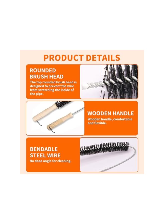 erorex Upgrade 2 Pack Radiator Cleaner Brush Flexible Radiator Duster with Wooden Handle Long Reach Brush for Radiators Washing Machines Tumble Dryers Air Ducts & More Efficient Dust & Lint Removal - Image 4