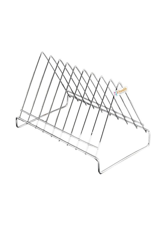 STANDIFY Stainless Steel Plate Rack (stend) | Dish Rack | Plate Stand | Dish Stand | Lid Holder Utensil Rack for Kitchen - 9 Sections lids Stand - Image 2