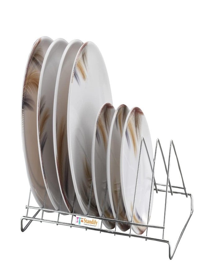 STANDIFY Stainless Steel Plate Rack (stend) | Dish Rack | Plate Stand | Dish Stand | Lid Holder Utensil Rack for Kitchen - 9 Sections lids Stand - Image 3