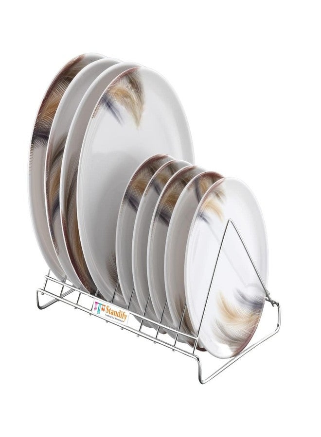 STANDIFY Stainless Steel Plate Rack (stend) | Dish Rack | Plate Stand | Dish Stand | Lid Holder Utensil Rack for Kitchen - 9 Sections lids Stand - Image 1