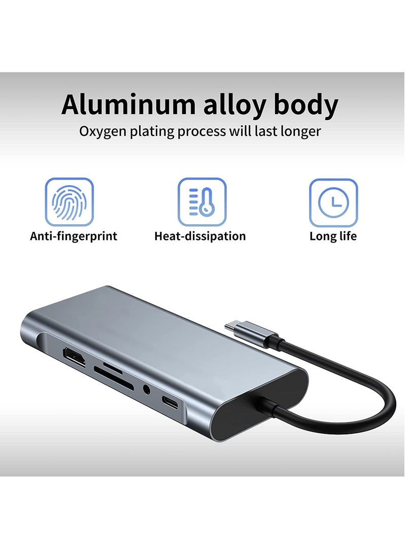 USB C Hub, 11 in 1 Docking Station with 4K HDMI, VGA, RJ45 Ethernet, 3.0 u0026 2.0, SD TF Card Reader, 100W PD Charging, 3.5mm Audio, Multiport Adapter for MacBook Pro Type Laptop - Image 2