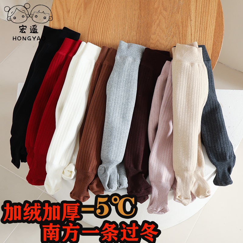 Winter New Fleece-Lined Thickened Men'S And Women'S Baby Fashion Striped Leggings Super Thick Super Soft Children'S Leggings - Image 2