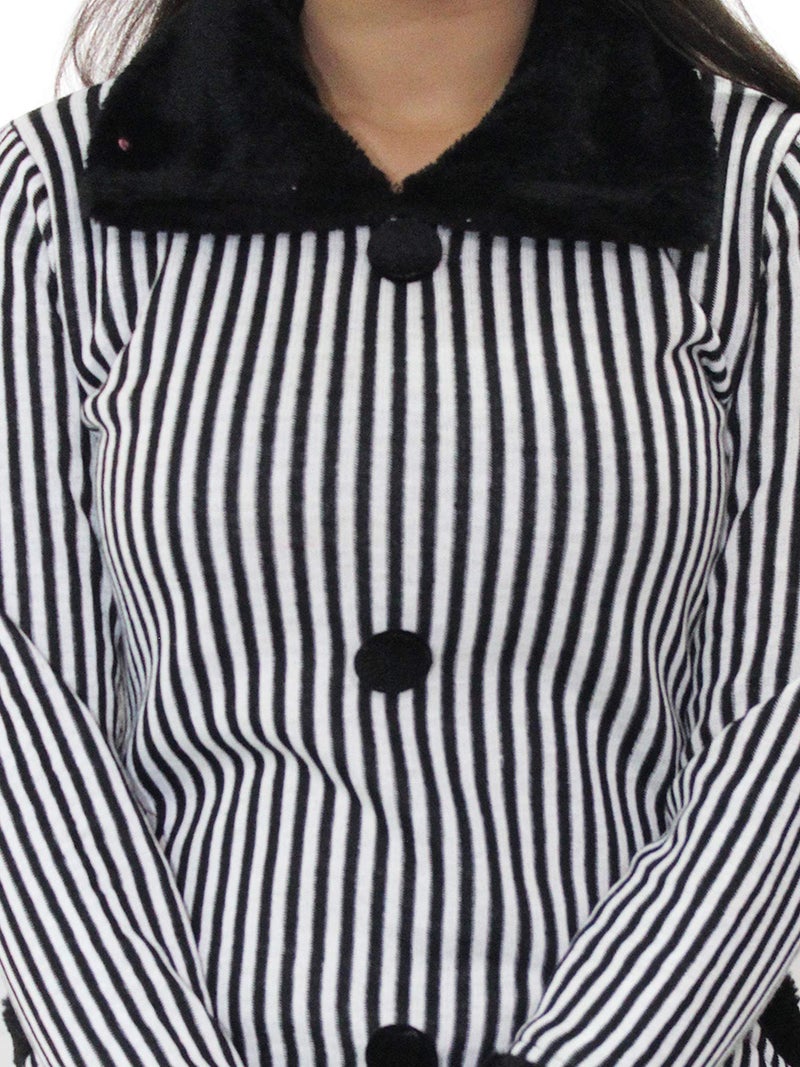 Matelco Women's Wool Straight Straight Fit Kurti for Winters (Ad04Caz45_Black_Parent) (Large, Black-White) - Image 5