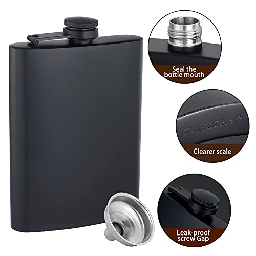 BALABALA Hip Flasks for Liquor for Men Women 12 pcs 8Oz Matte Black Stainless Steel Flask with 12 pcs Funnels for Wedding Party Groomsman Bridesmaid Birthdays Gift - Image 3