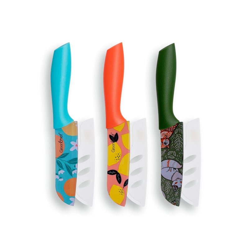 GREENCHEF Stainless Steel Knife 3Pcs Set Elite Flora - Image 1