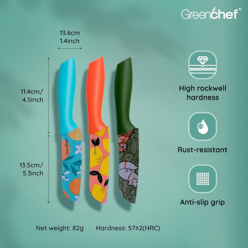 GREENCHEF Stainless Steel Knife 3Pcs Set Elite Flora - Image 3