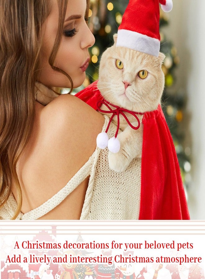 Weewooday 12 Pcs Christmas Outfit Pet Santa Hat with Adjustable Chin Strap Red Small Christmas Cat Clothes Cat Dog Costume Xmas Cloak for Poultry Hen Rooster Goose Duck Parrot New Year Party Cosplay - Image 4