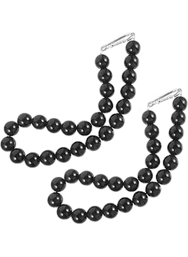 Flagpole Beaded Retainer Rings 2 Pack Stainless Steel Soft Rope PVC Beads Black Outdoor Flag Mounting Accessories For Home And Seasonal Decorations - Image 1