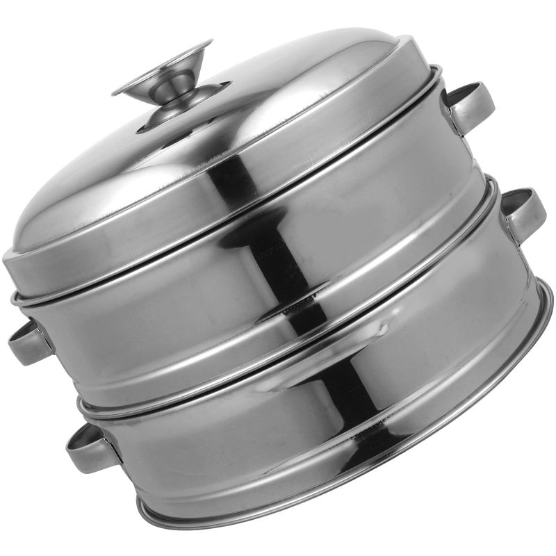 20cm Stainless Steel Steamer Basket Set with Handles for Vegetable and Bun Cooking - Image 2
