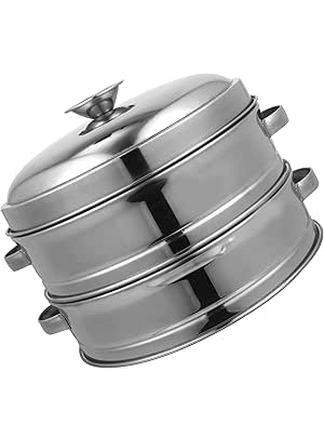 20cm Stainless Steel Steamer Basket Set with Handles for Vegetable and Bun Cooking - Image 1
