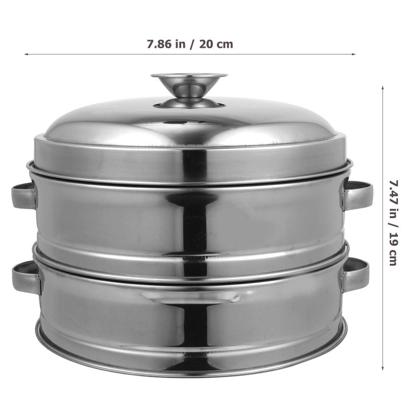 20cm Stainless Steel Steamer Basket Set with Handles for Vegetable and Bun Cooking - Image 3