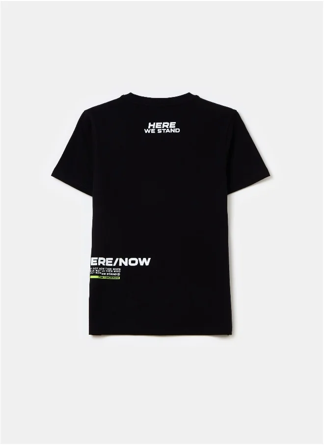 او في اس Printed cotton T-shirt