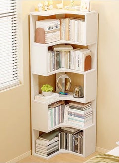 fashionhome Multi Tiers Corner Bookshelf Bookcase Storage Rack Wood Corner Bookshelf for Study Room Living Room Office 30x30x160 cm  - Image 3