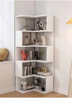 fashionhome Multi Tiers Corner Bookshelf Bookcase Storage Rack Wood Corner Bookshelf for Study Room Living Room Office 30x30x160 cm  - Image 4