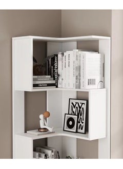 fashionhome Multi Tiers Corner Bookshelf Bookcase Storage Rack Wood Corner Bookshelf for Study Room Living Room Office 30x30x160 cm  - Image 5