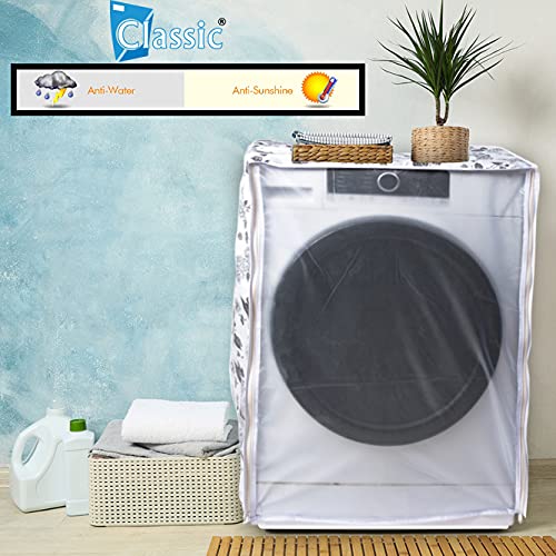 Classic® Front Load Washing Machine Cover Suitable for 8.5 Kg, 9 Kg, 9.5 Kg, 10 Kg, 10.5 Kg, 11 Kg, 11.5 Kg, 12 Kg (72cmsX63cmsX81cms, Half White & Grey) - Image 2