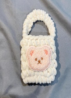 1PC Girls Ornament Earphone Bag Storage Bag Woven Headphone Bag Plush Bear Case Portable Coin Purse