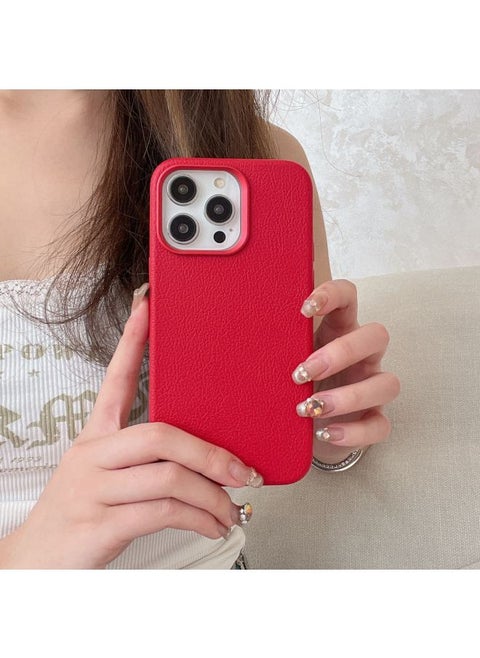 Niche Ins Premium Retro Leather IPhone14pro Max Apple 15 Mobile Phone Case 13 Magnetic Shell-color:XYM Love Horsehide Red-Applicable Models:14 (without Packaging)