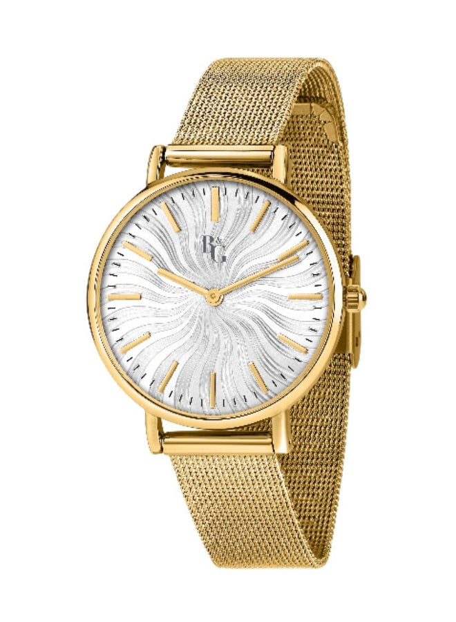 B&G Women's Silver Round Analog Dial with Gold Stainless Steel Band Watch - 32mm - R3853252563 - Image 1