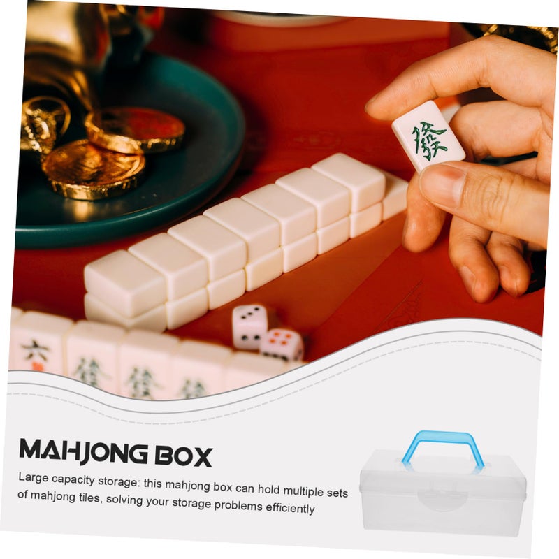 Plastic Mahjong Tile Organizer Storage Box With Handle Game Holder Container - Image 4
