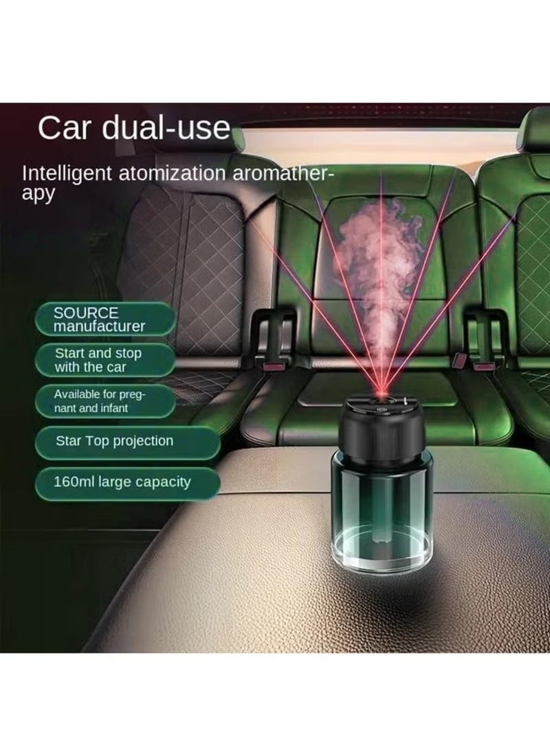 TIGER - USB Car Essential Oil Diffuser with Starry Light Projection – 160ml Compact Aromatherapy Humidifier with Cool Mist, LED Mood Lighting, Quiet Operation, USB Powered – Green Mini Air Purifier for Car, Home, Bedroom, Office, Relaxation & Sleep - Image 1